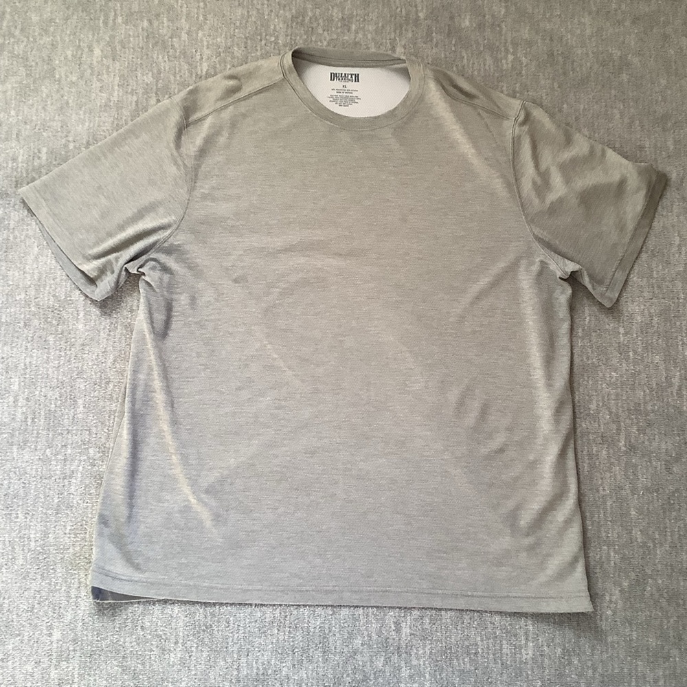 Duluth Trading Co Light Gray/Green Men's Short Sleeve Tee Sz. XL